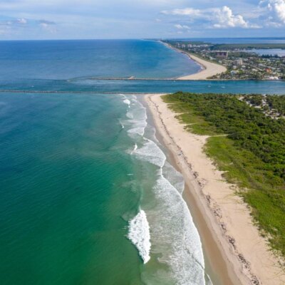 Aerial view of the coastline near Fort Pierce, Florida.
