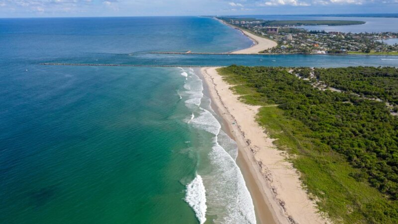 Aerial view of the coastline near Fort Pierce, Florida.