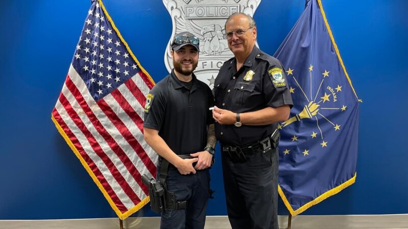 Zionsville, Indiana police officers at a department ceremony