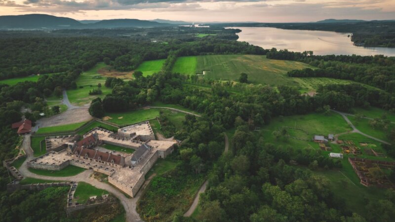 Aerial view of the Ticonderoga area in New York's Adirondack region