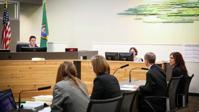 A courtroom in Washington state during a sentencing hearing