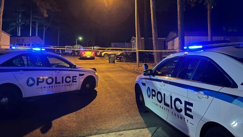 Georgia police cars at a night crime scene