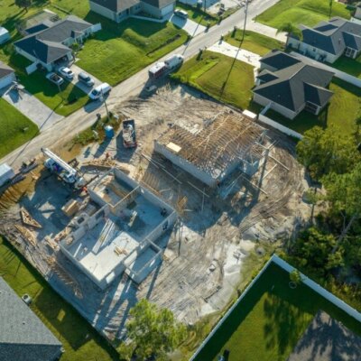 Aerial view of a Florida home under construction, like the Temple Terrace job site where Manuel De Jesus Ochoa Portillo was killed. (Image: HBWeekly)